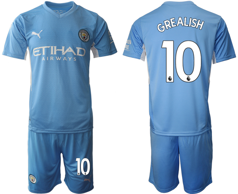 Men 2021-2022 Club Manchester City home Light blue #10 Soccer Jerseys->manchester city jersey->Soccer Club Jersey